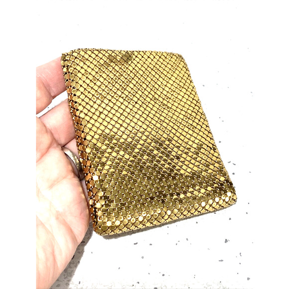 Vintage ladies wallet mid century golden metal mesh bifold coin pocket retro - Picture 3 of 7